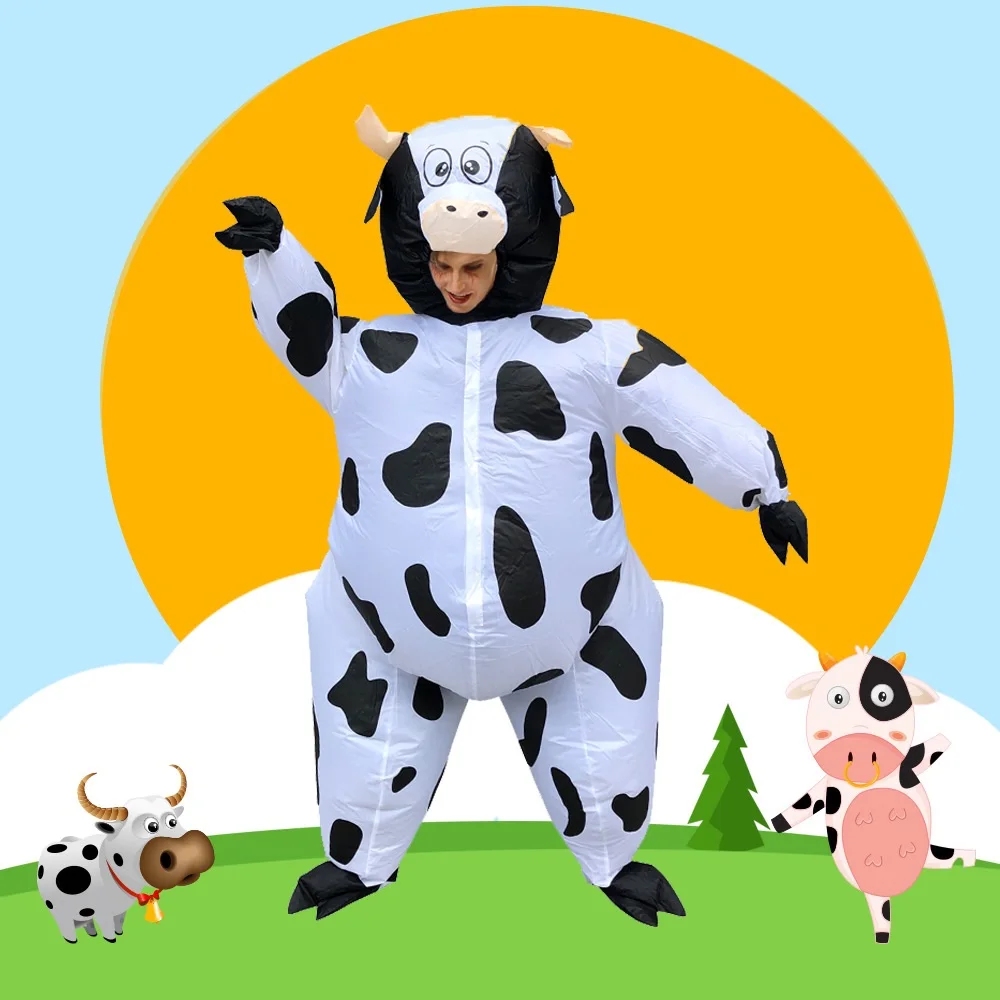 

Animal Cow Inflatable Costumes Halloween Cosplay Costumes Purim Party Role Play Disfraz Funny Mascot Suit for Adult