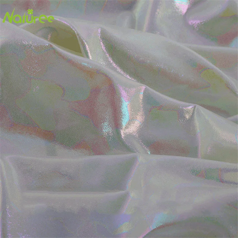 50 см * 143 Лазерная Переливающаяся эластичная ткань из спандекса для