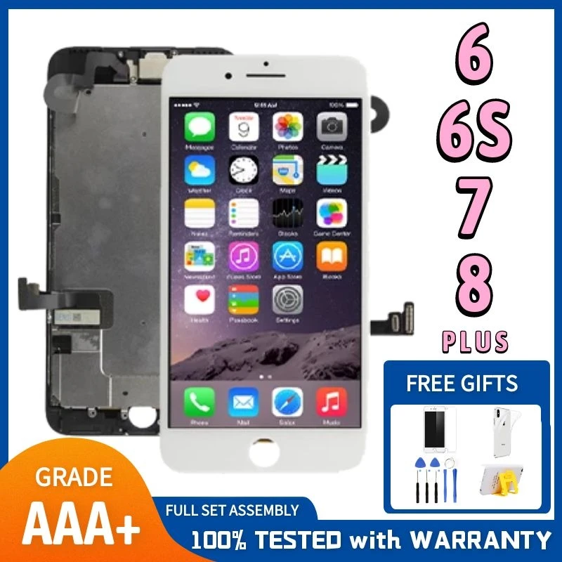 

AAA LCD Display For iPhone 6 6S Plus 7 8 Touch Screen Replacement For iPhone 6P 6SP 7P 8P No Dead Pixel+Tempered Glass+Tools+TPU
