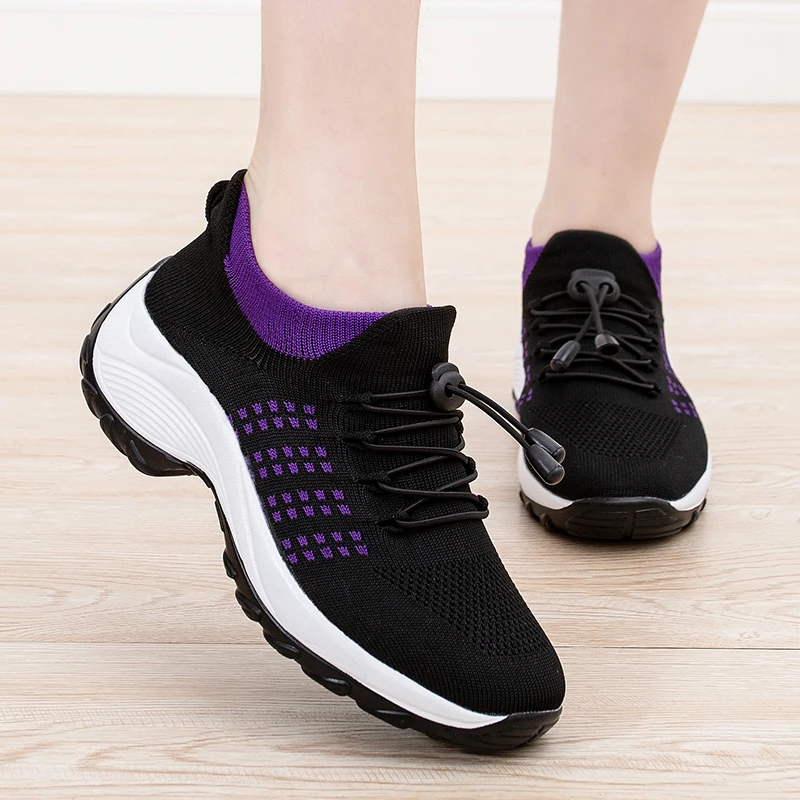 

Women's Walking Shoes Fashion Sock Sneakers Breathe Comfortable Non-Slip Nursing Shoes Casual Platform Loafers