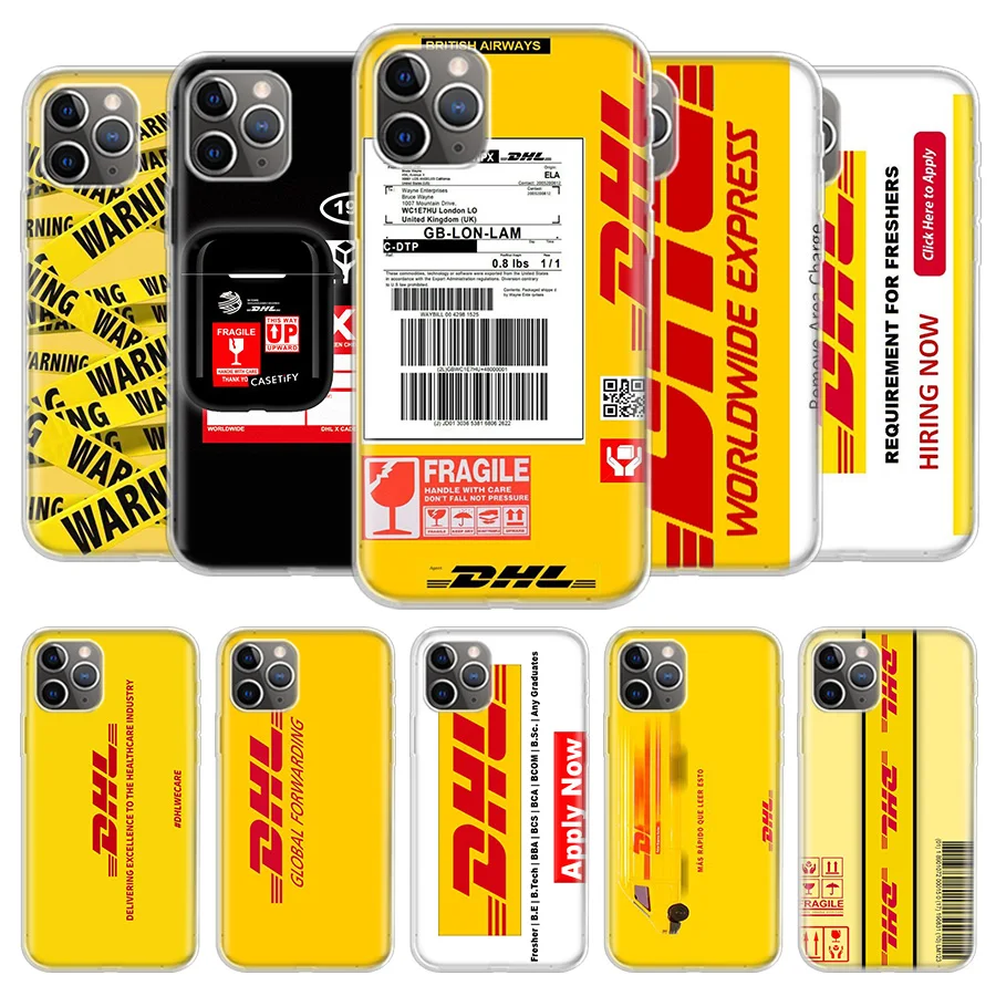 Забавный чехол DHL Express с рисунком для телефона iPhone 14 13 12 11 Pro 7 6X8 6S Plus XS MAX + XR Mini SE -