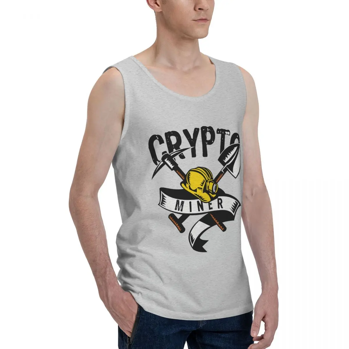 

Crypto Miner Tools Men's Tank Top Shirt Currency Vest Men set Joke Graphic Vintage Sleeveless Garment