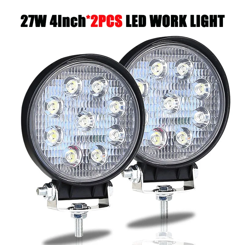 2PCS 27W 4inch Round 2 шт. светодиодный брусок для внедорожников 18-240W 4-12 дюймов светодиодный светильник бар светодиодный рабочий Светильник Автомобиля Трактор Лодка 4x4 грузовик внедорожник ATV дальнего света 12V 24V - Цвет: 2PCS 27W 4inch Round