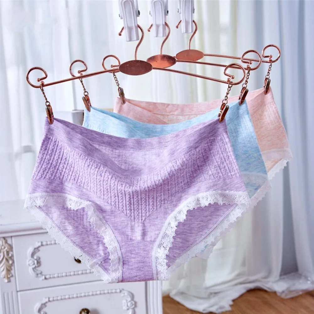 Сексуальные женские трусики полосатые хлопковые кружевные трусы для девочек со