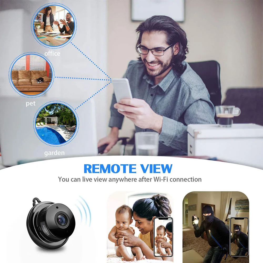 Беспроводная мини камера HD с Wi Fi IP ночное видение для умного дома