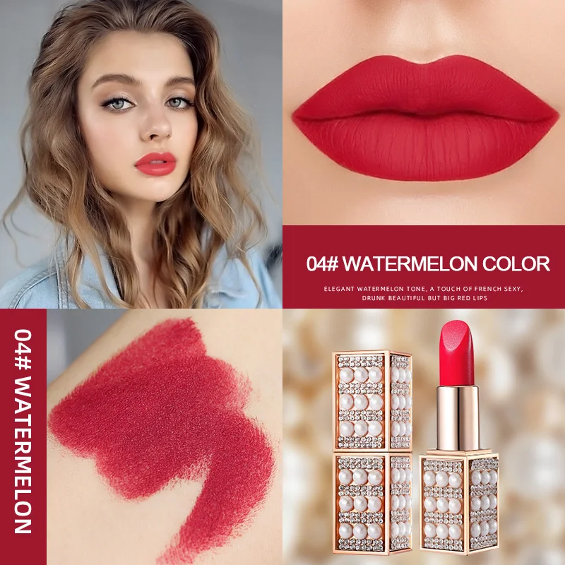 Watermelon Color Горячая Распродажа, матовая водостойкая помада, матовая губная помада, 6 популярных цветов, помада для губ, косметическая, коричневая, красная, матовая губная помада для макияжа - Цвет: Watermelon Color