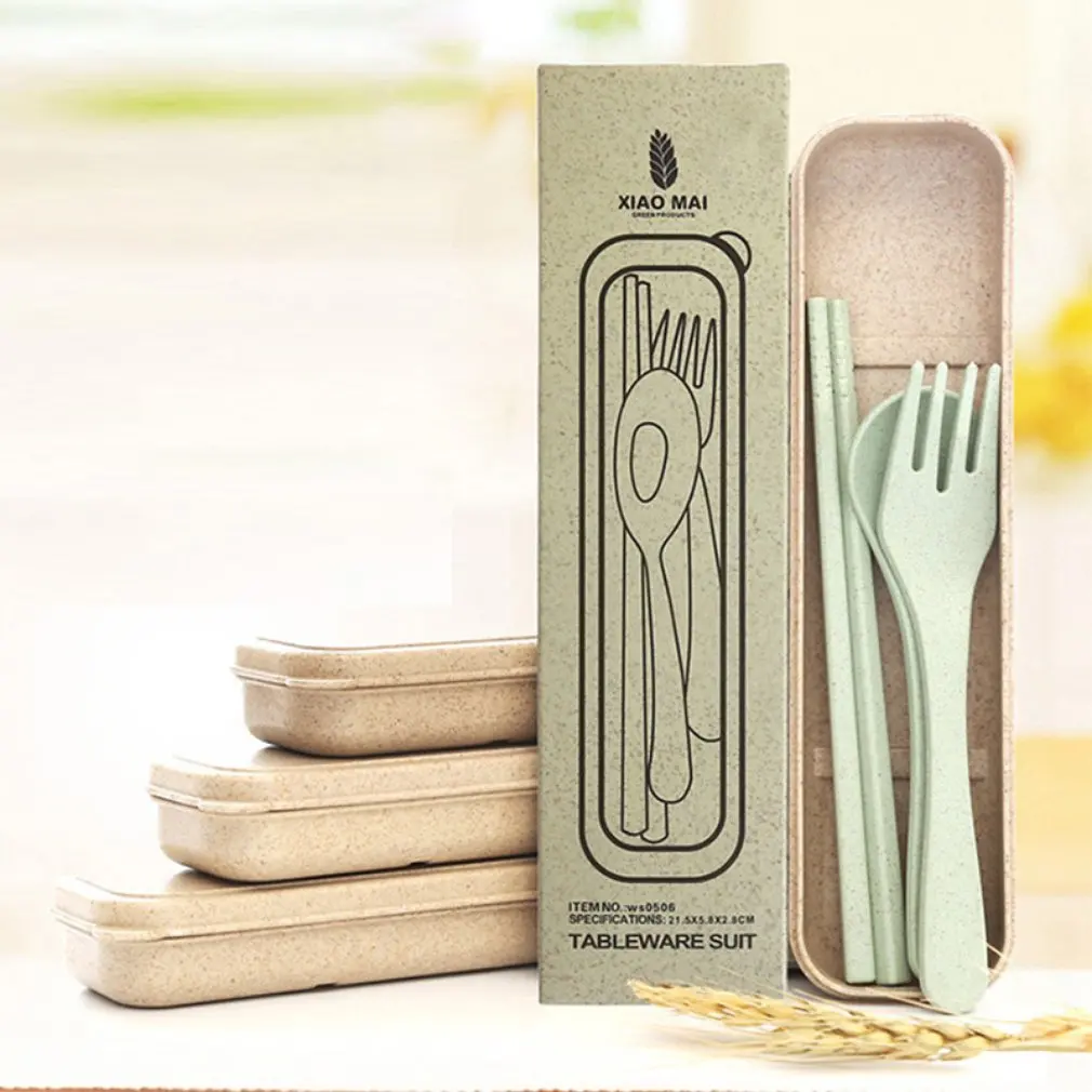 4 цвета пшеничная соломенная Посуда Наборы для кемпинга пикника детский школьный