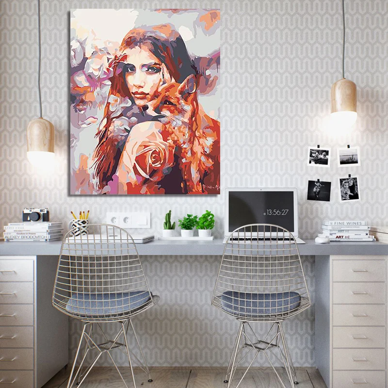 Diy paint by numbers picture drawing with kits beauty and the Beast hand-painted decompression Decorative hanging pai | Дом и сад