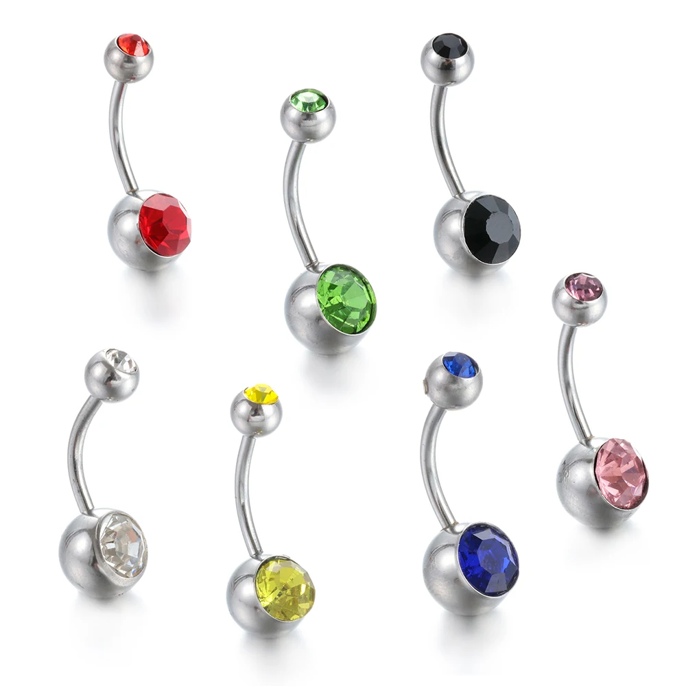 Мода двойной Стразы хирургические Сталь живота Бары пупка Бар пирсинг ювелирные