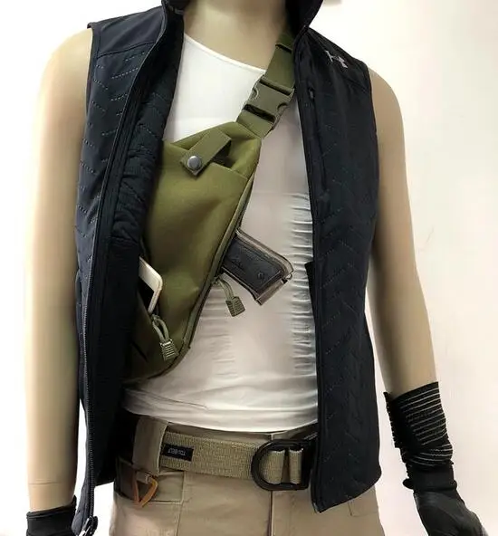 Multifunctional Tactical Storage Left Shoulder And Right Shoulder Closed Ftting Concealed Gun Bag Leather Sleeve Chest Bag