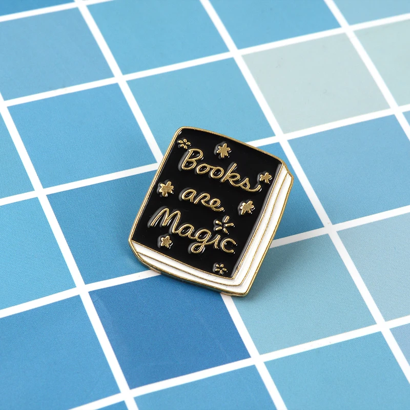 Black Book Enamel Pin Books are magic badge brooch Lapel pin Denim Jeans shirt bag Cartoon Jewelry Christmas Gift for Kids | Украшения и