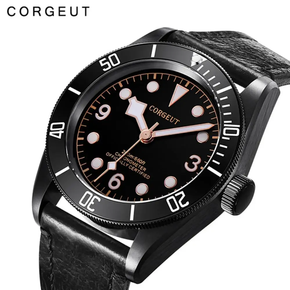 2019 Corgeut мужские часы лучший бренд класса люкс автоматические механические PVD