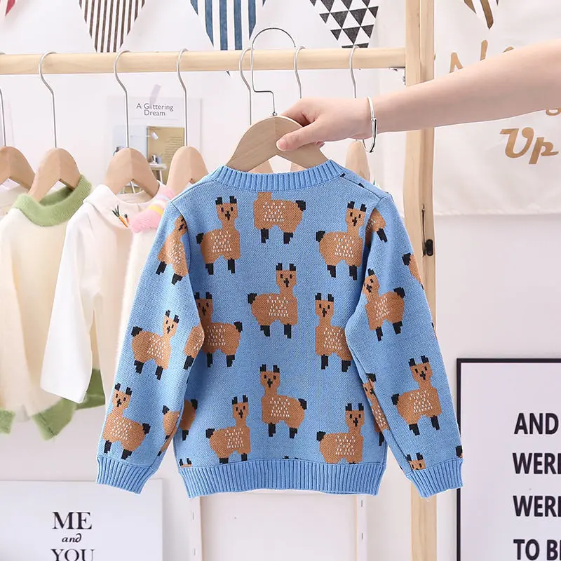 

Boy's cartoon jacket 2021 new autumn and winter cardigan sweater girl cardigan baby sweater P4749