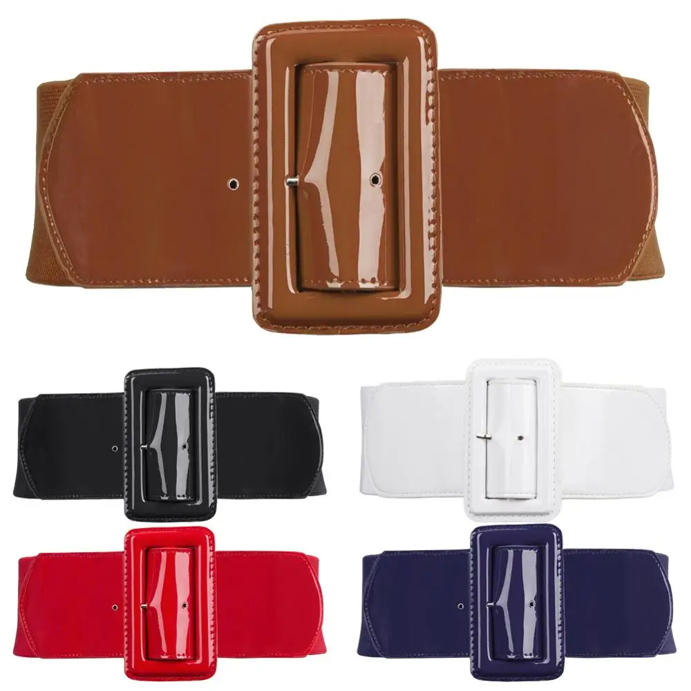 Эластичный пояс женский со вставкой из искусственной кожи | Аксессуары для