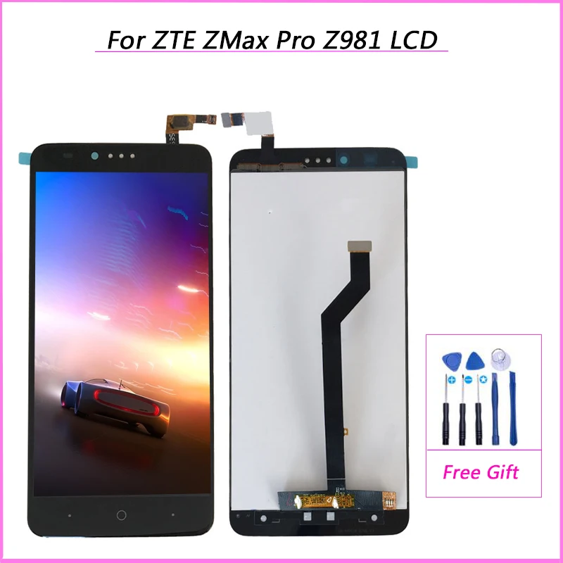 100% протестирован для zte Zmax Pro Z981 ЖК-дисплей кодирующий преобразователь сенсорного