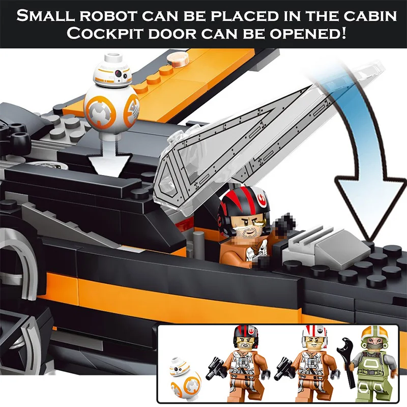 Poe X-wing Fighter Starwars совместимы с Lepining строительные блоки кирпичи Собранный Звездные
