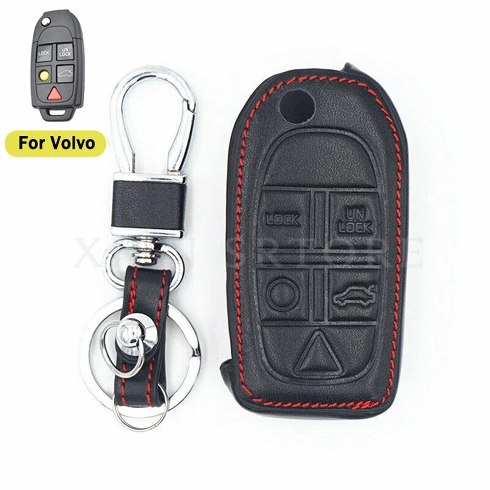 Кожаный флип-чехол для брелока с 5 кнопками оболочка защитный чехол Volvo S80 XC70 XC90 V50