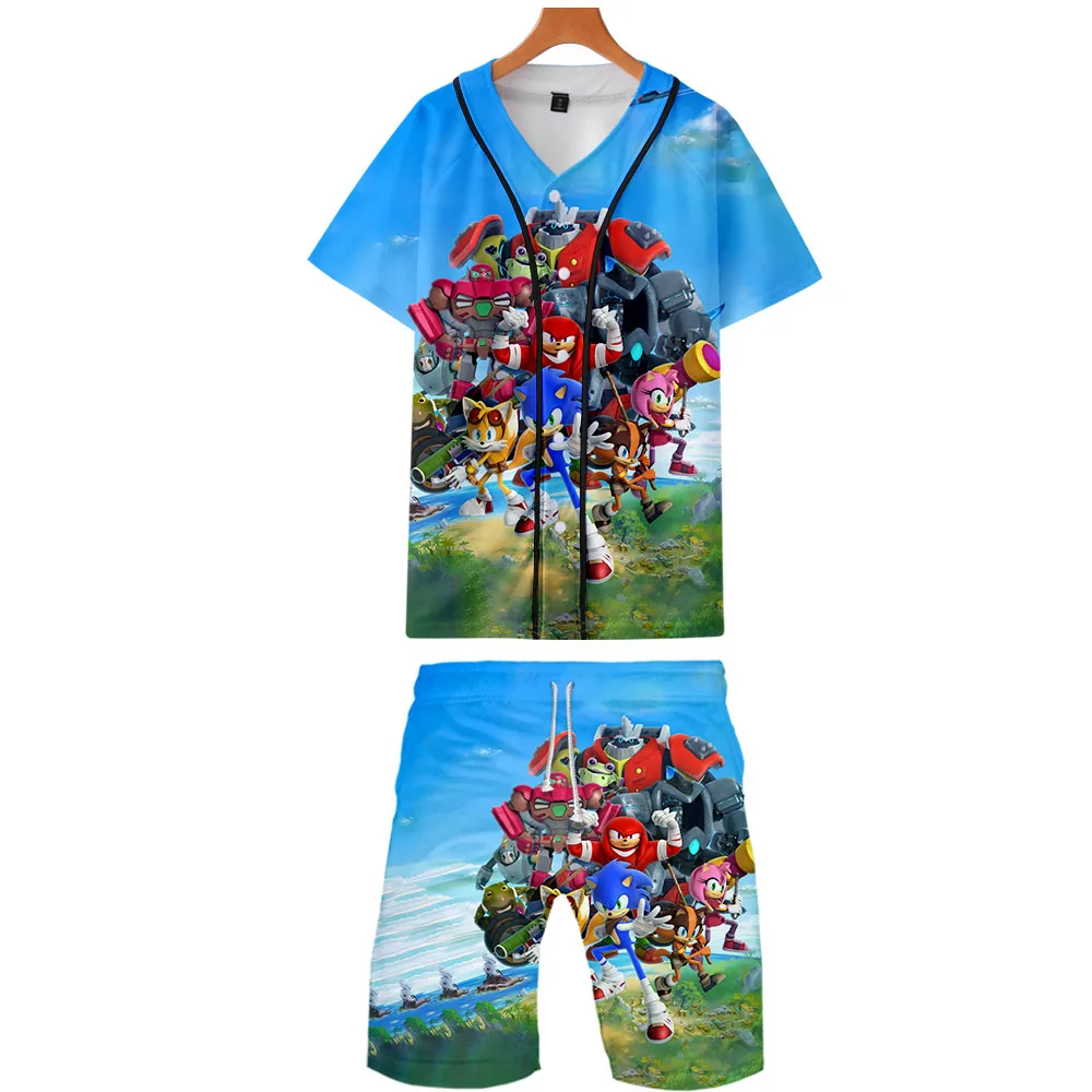 Новинка летний комплект из двух предметов с объемным принтом Ежик Соник