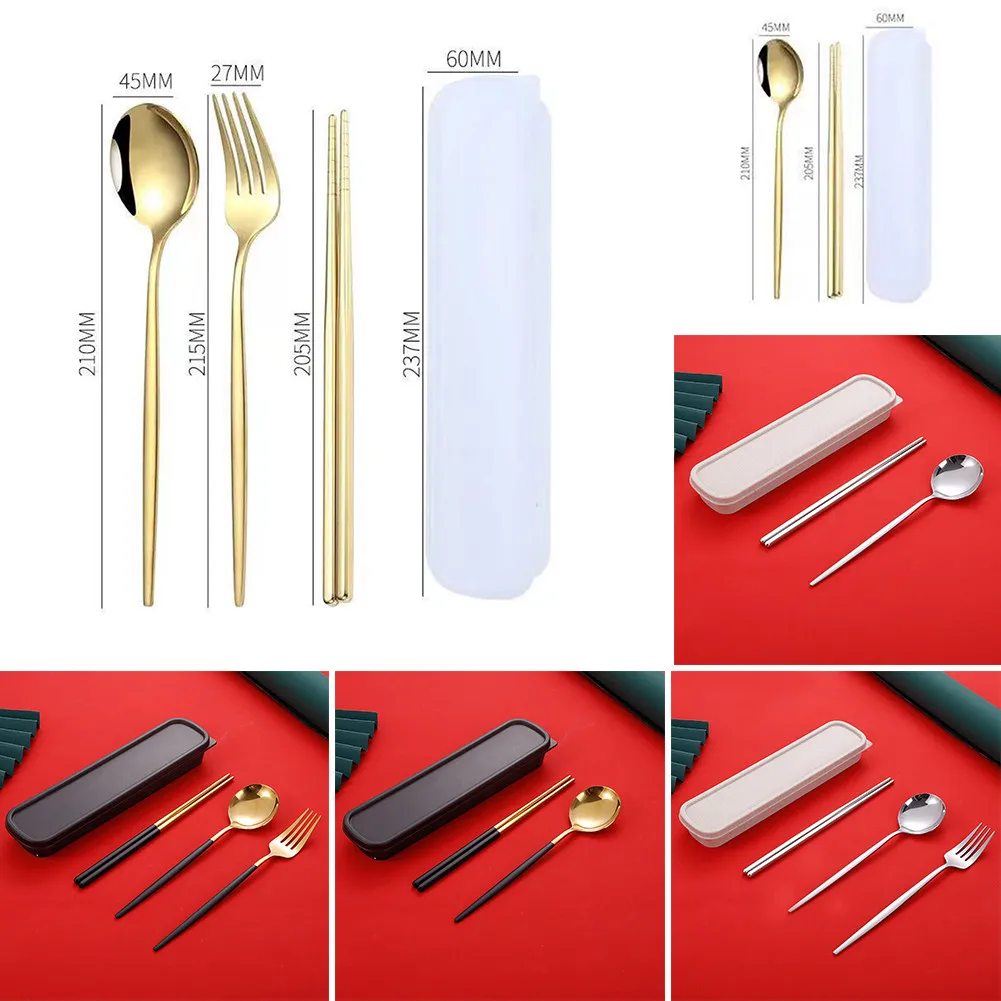 

Stainless Steel Flatware Dinnerware Portable Fork Spoon Chopsticks Cutlery Sets With Case Cutlery Tableware Set For Home