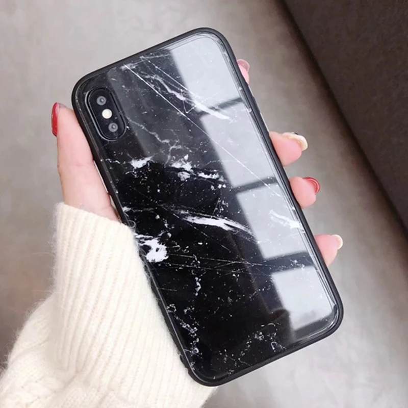 Чехол из закаленного стекла XS Max с мраморным камнем для iphone 6 6s 7 8 9 plus Жесткий