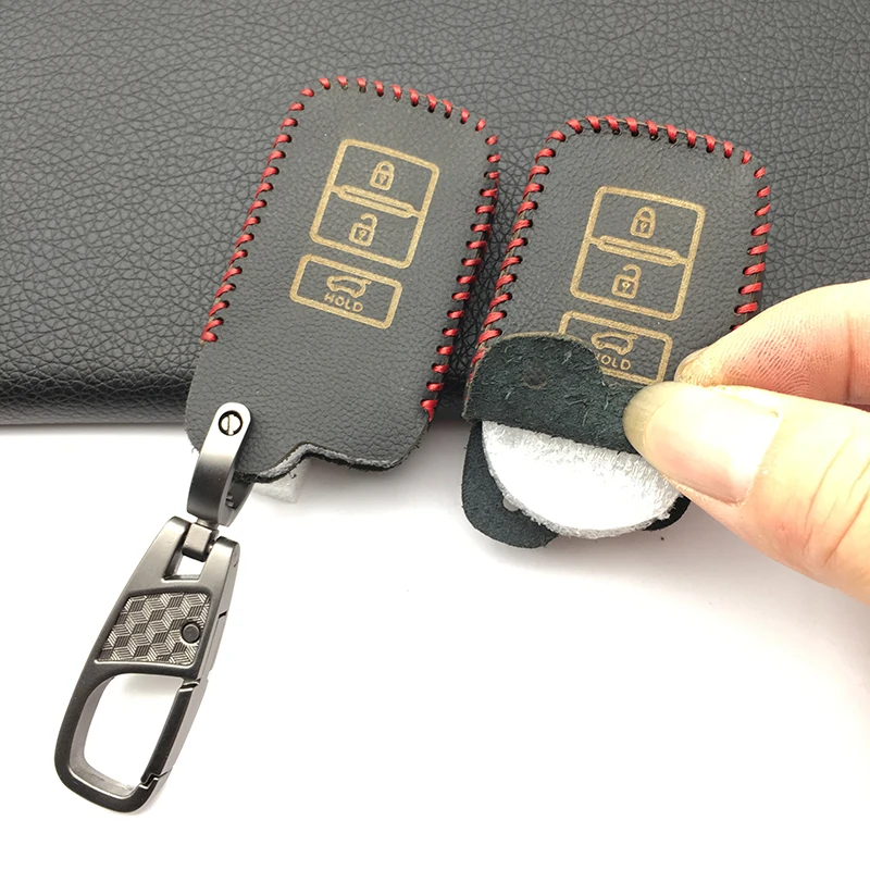 

For Toyota Camry Corolla Avalon Rav4 Land Cruiser 2018 Car Remote Key Holder Protector 3 Button Leather Key Fob Shell Cover Case