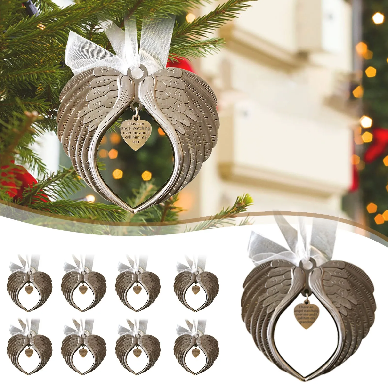 

Christmas Navidad Angel Wing Ornament Stylish Pendant For Decoration My Heart Is In Heaven Memorial Christmas Decoration 2021