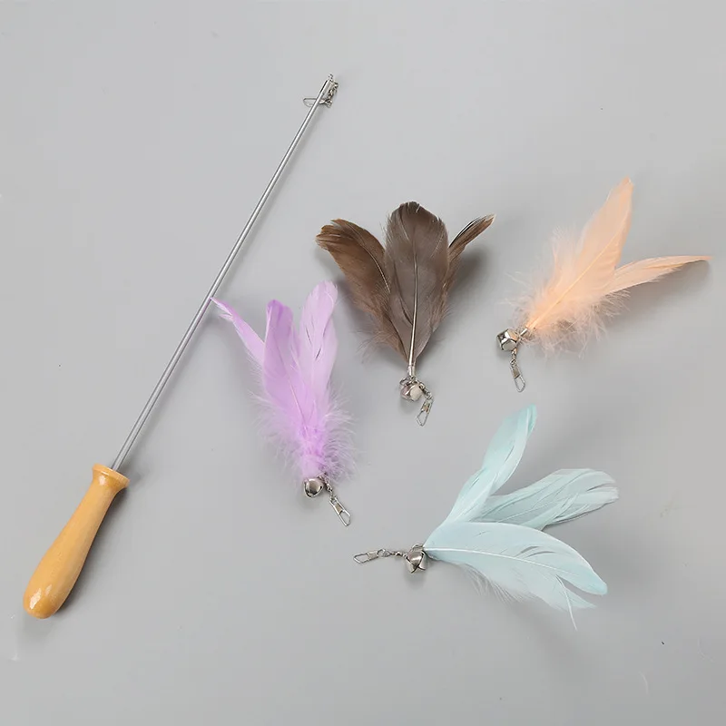 

Teaser Cat Wand Toys Funny Cat Stick Feather Toy For Cats Supplies High Quality With 4 Feather Replacements