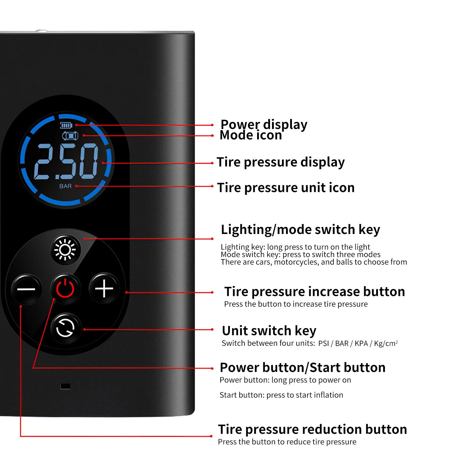 Comprar 150PSI Inalámbrico Coche Recargable Bomba De Aire Portátil Inflador De Neumáticos Sin Compresor Digital Auto Bomba De Neumático De La Motocicleta Del Coche De La