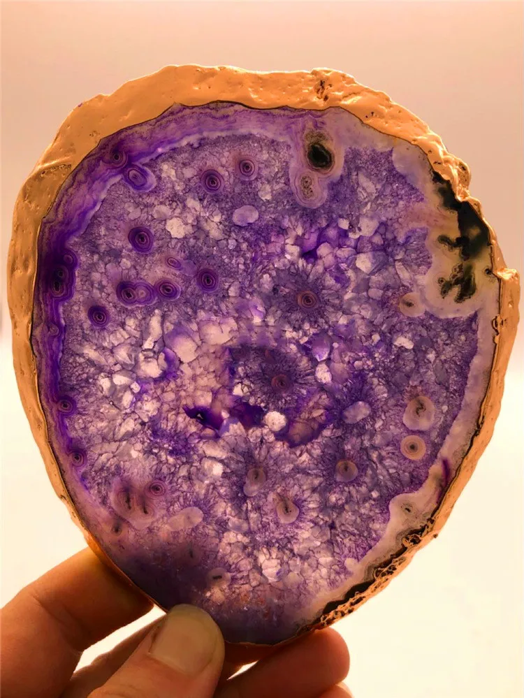 10-12CM Blue Purple Raw Crystal AGATE SLAB Geode Slice Mineral Coaster Healing Reiki Decoration | Stones