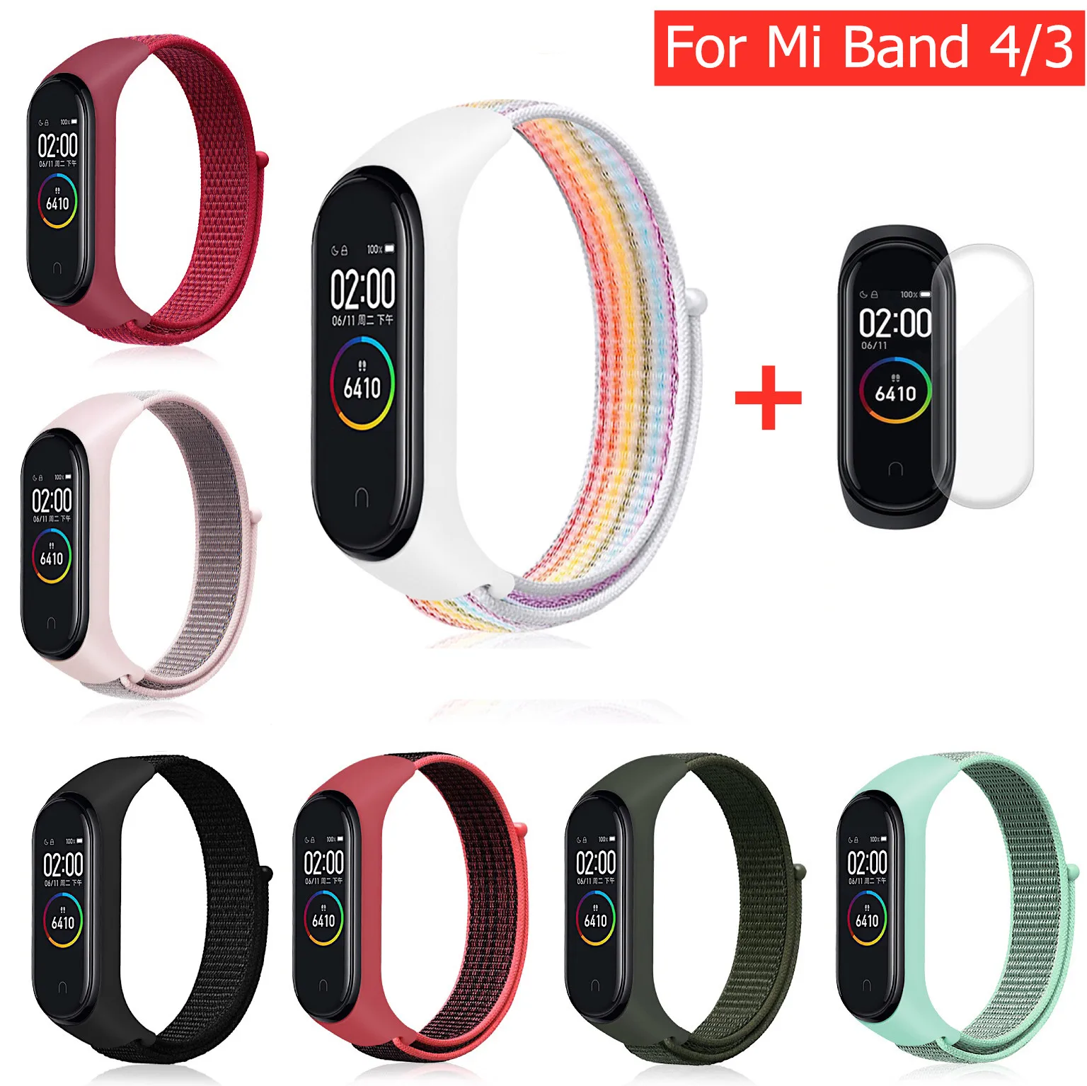 Нейлоновый ремешок для Xiaomi mi Band 4 3 сменный Браслет спортивный розовый ремешок для mi band 4 mi band 4 3 Band4 3 браслет для смарт-часов