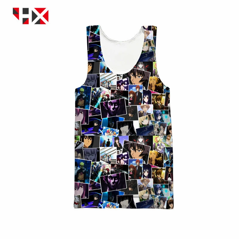 

2021 Летний Новый трендовый стильный аниме пазл жилет 3D Печать Повседневный стиль аниме жилет топы HX212