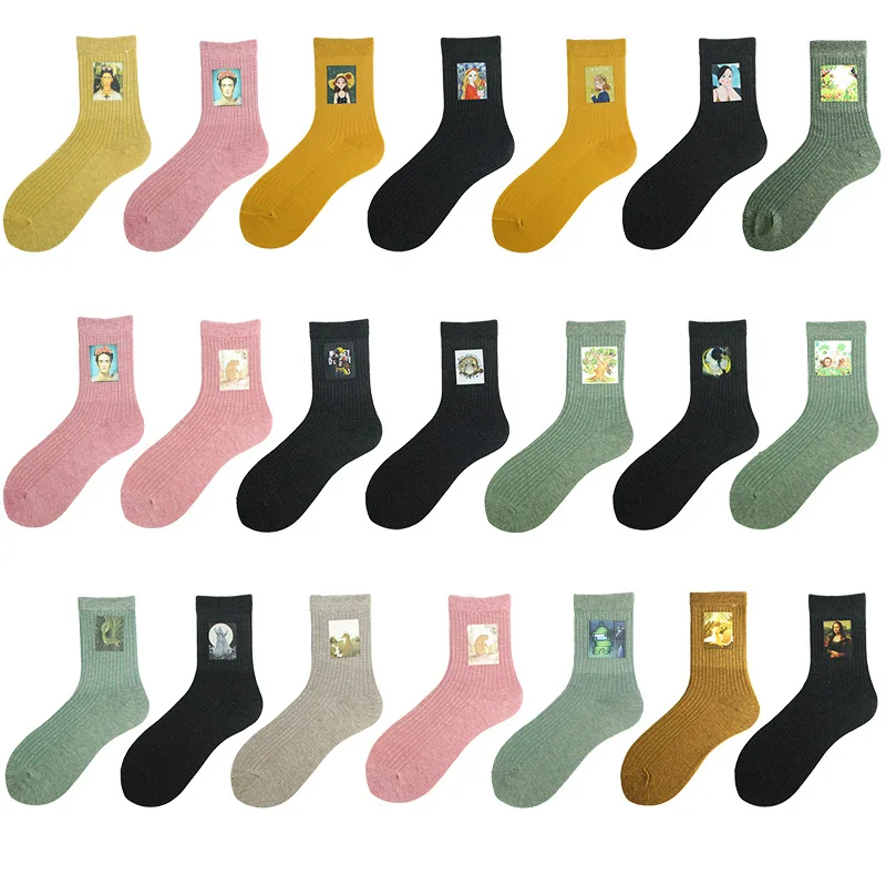 Милые женские носки Харадзюку с принтом животных дизайнерские милые