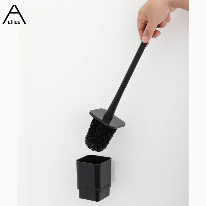 black toilet brush with holder plastic wall mounted corner brushes modern bathroom cleaning tool set wc washing accessories free global shipping
