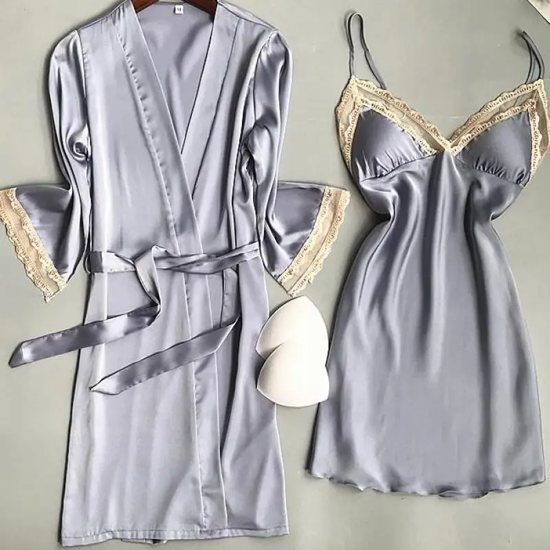 Комплект свадебного халата с кружевной отделкой для невесты новинка 2021 Женский