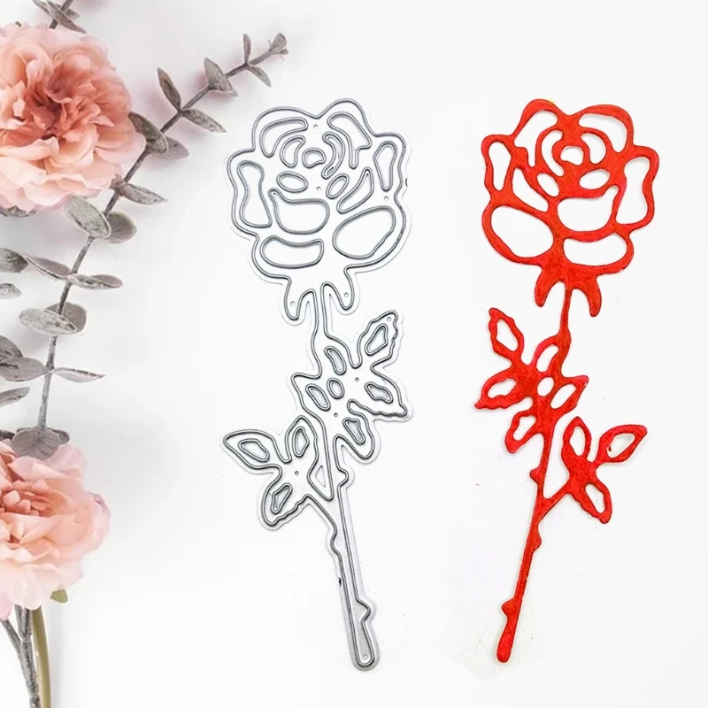 

Elegant Single Rose Carbon Steel Cutting Dies DIY Scrapbooking Photo Album Cards