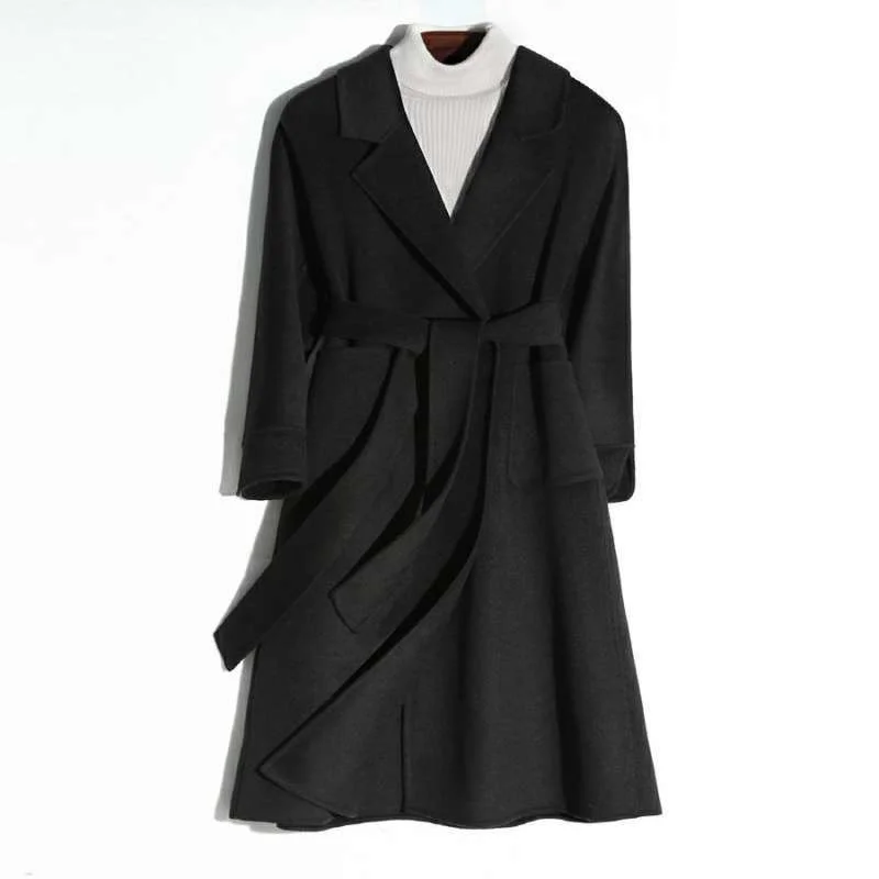 

Cashmere coat yin'er women's clothes 2021 autumn and winter new domestic slim double-sided cashmere wool