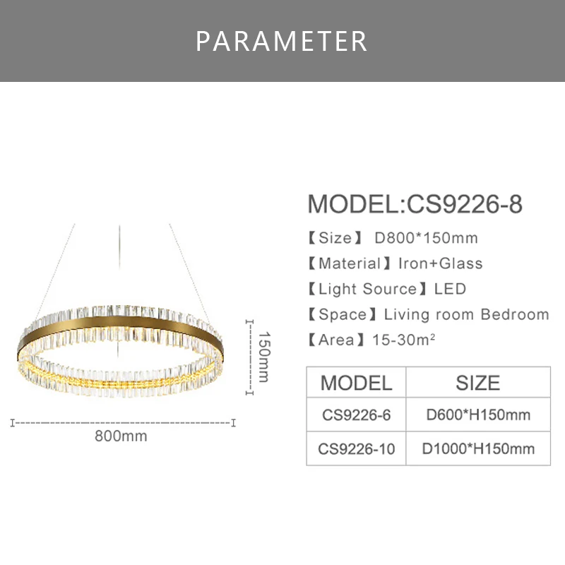 

Modern LED Chandelier Crystal Lamp For Bedroom Living Room Decoration Golden Luxury Circle Loft Restaurant Chandelier Lighting