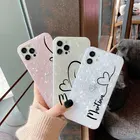 Чехол для телефона с индивидуальным именем с рисунком сердечка в виде сердца для iPhone 11 12 Pro SE 7 8 Plus X XS XR Max, мягкий силиконовый чехол с мраморной текстурой