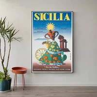 w540 silk fabric poster wall art decor sicilia vintage classic movie trend fashion decoration bright gift
