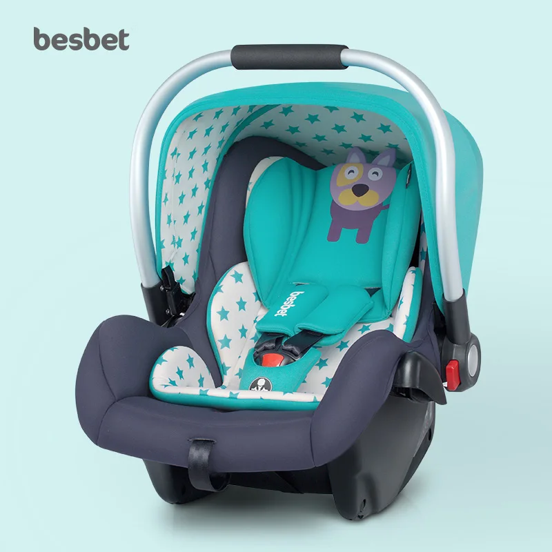 Besbet детская корзина безопасности сиденья новорожденный автомобиль портативный детская колыбель корзина для сна - Цвет: green