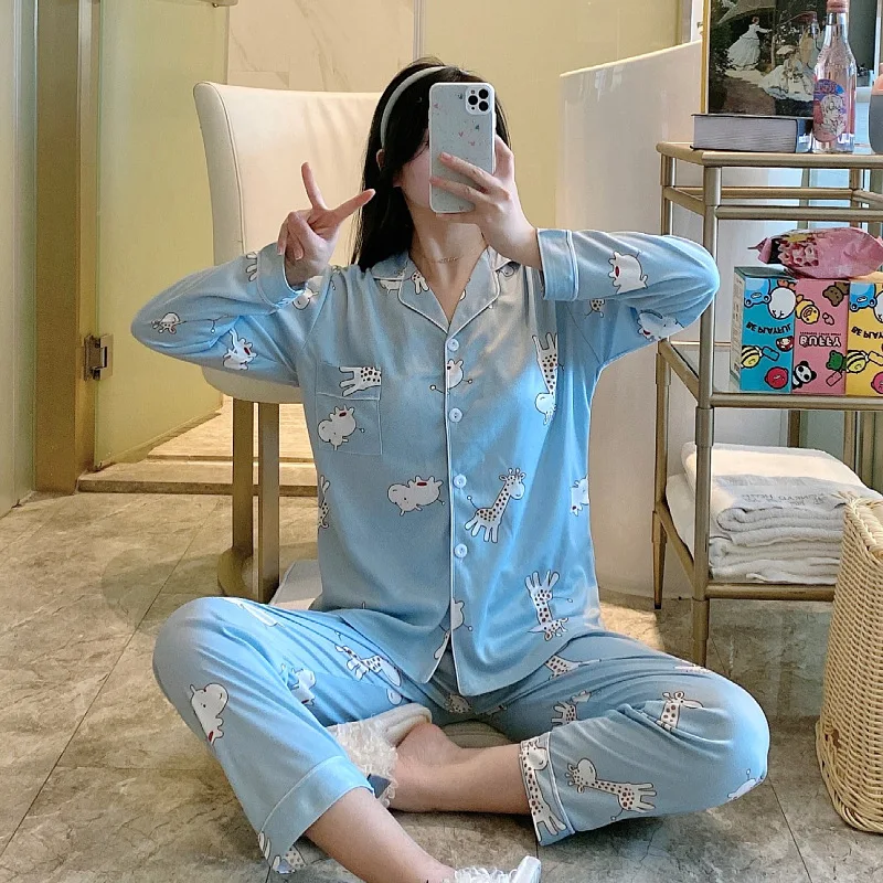 

Женские пижамы с длинными рукавами, пижамы, Женский весенне-осенний тонкий домашний костюм, одежда для сна