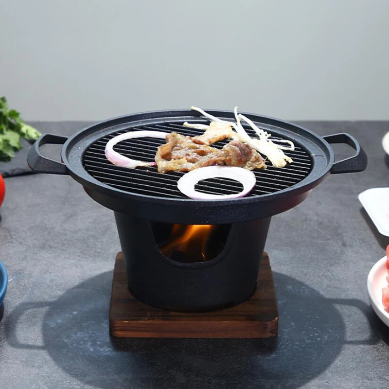 

Japanese Style One Person Barbecue Oven Mini Household BBQ Grills Creative Alcohol Oven BBQ Plate Roasting Meat Tool BBQ Set