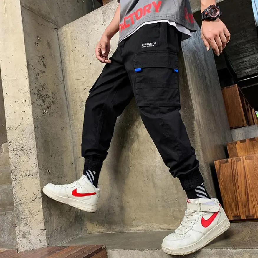 Свободные брюки большого размера мужские осенние тонкие обтягивающие летние