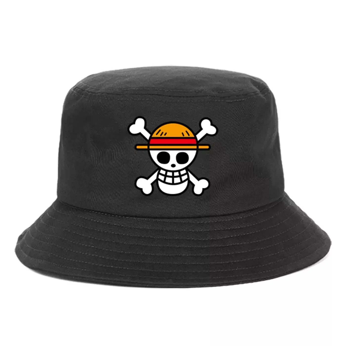 

One Piece Bucket Hat Panama Cap The Pirate King Anime Luffy Harajuku Women Men Cotton Outdoor Sunscreen Wide Brim Hats Caps