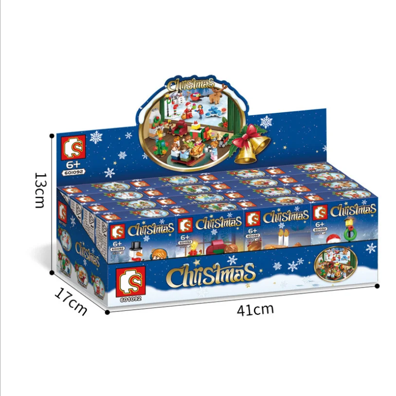 

Christmas Sets Santa Claus Village Train Elk Tree Store Model Building Blocks Bricks Kids Educational Toys Christmas Gift 8 in 1