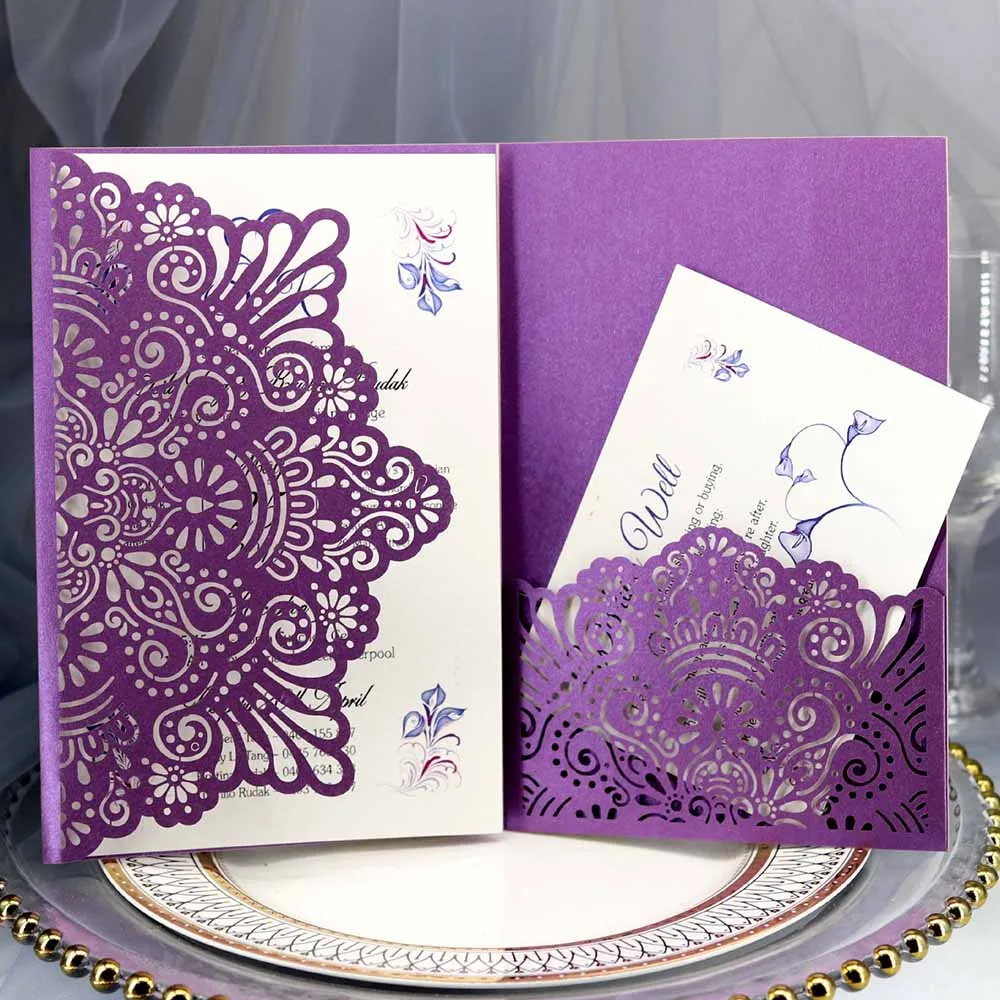 10 шт. сине белые элегантный полый лазерный разрез свадебные приглашения карты