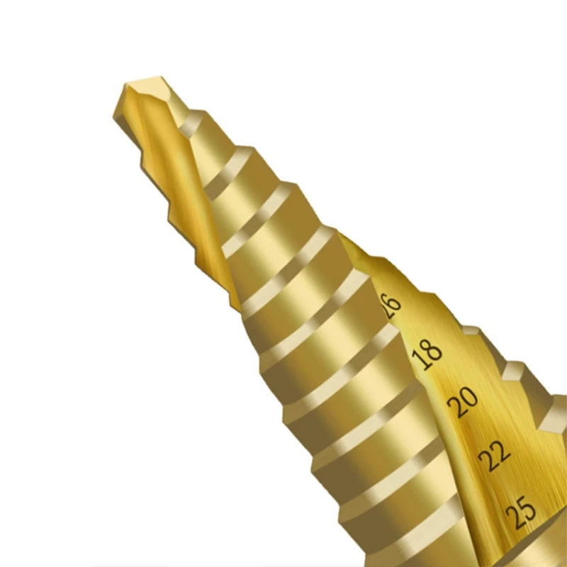 

6-25mm Pagoda-Shaped Step Cone Drill Bit Spiral Hex Shank HSS Titanium Coated Sharp Edge Metal Drilling for Metalworking