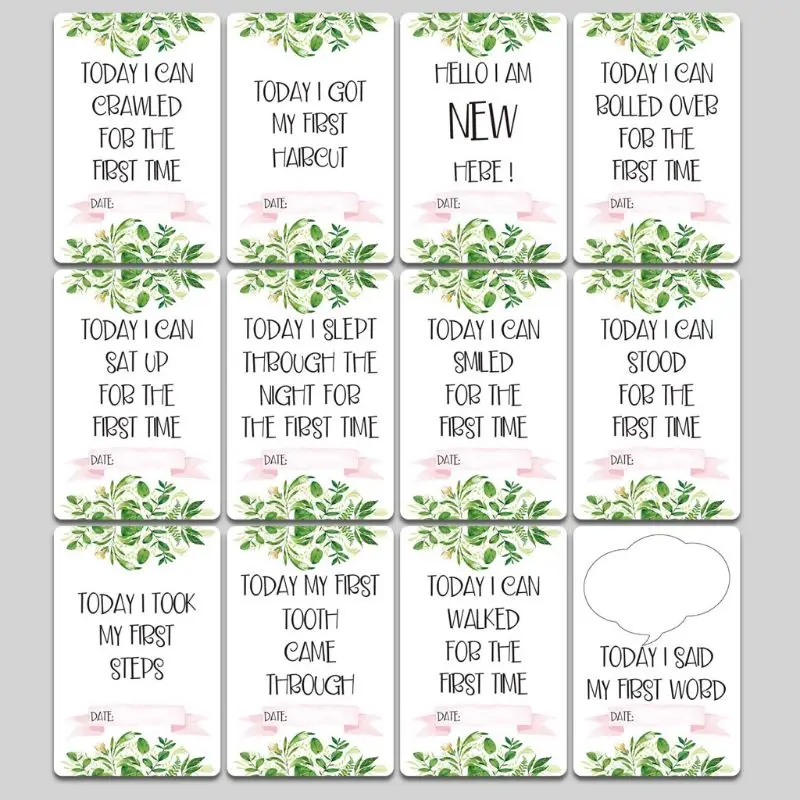 

12 Pcs/Set Month Card Baby Monthly Newborn Photos Funny Cartoon Photography Photo Cards Stickers Age Cards Newborn Photo