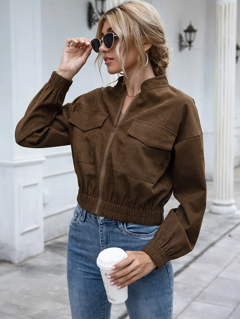 

Diiwii Women Jacket Fashion Long Sleeve Outwear Pocket Female Casual Yellow Short Coats Wuhaobo 5 Colors Spring Autumn Clothing