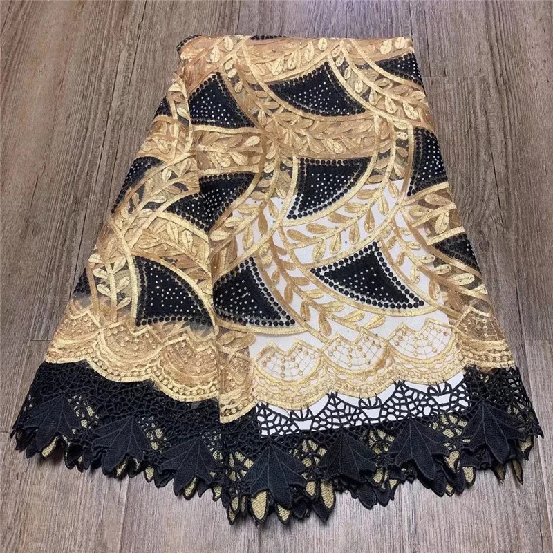 

High Quality 5 Yards African George Lace Fabric With Net Sequins And Stones Embroidered George Lace Fabric For the wedding ZQ